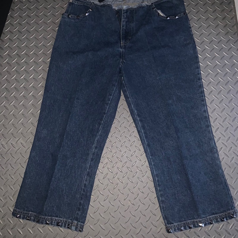 Vintage y2k raw edge low rise capri denim